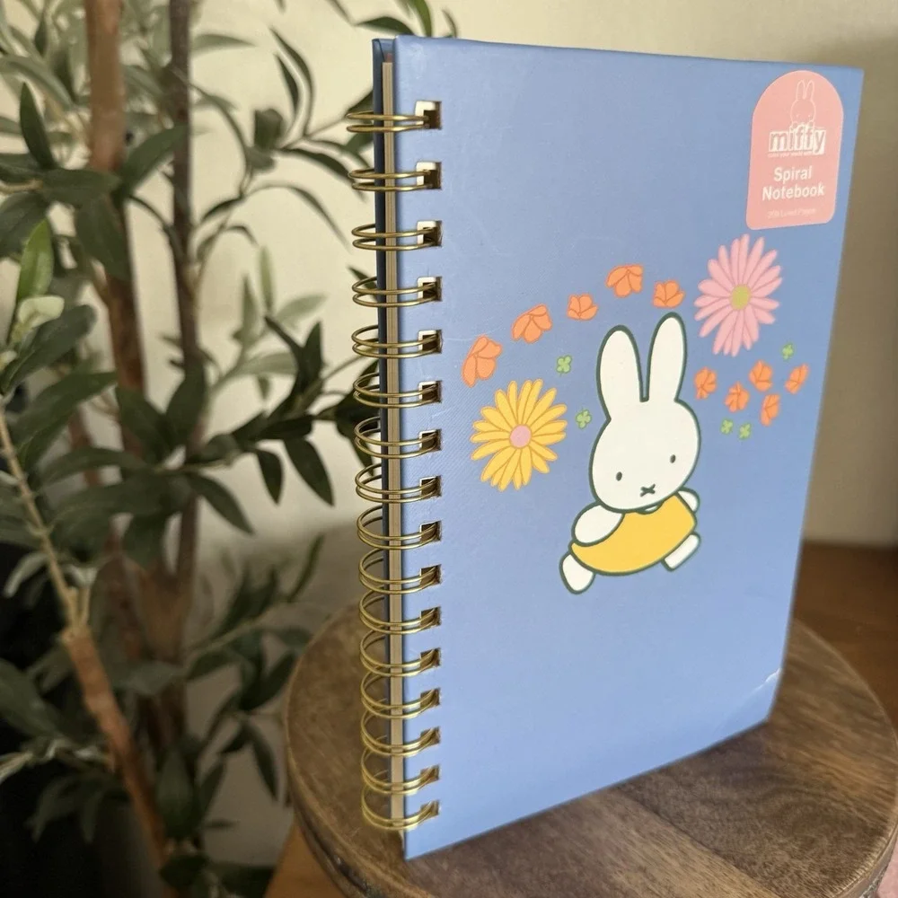 Miffy Dress Illustration Blue Spiral Hardcover Notebook 200 Lined Pages w/ Flaws